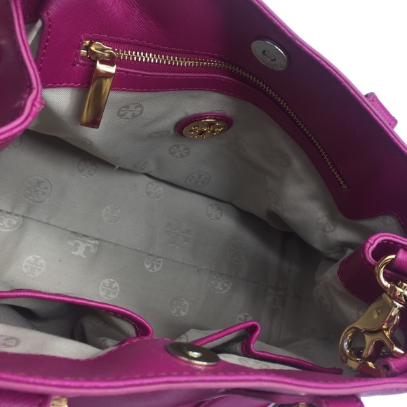 Tory Burch Fuschia Saffiano Leather Robinson Shoulder Crossbody Satchels Bag - Picture 6 of 13